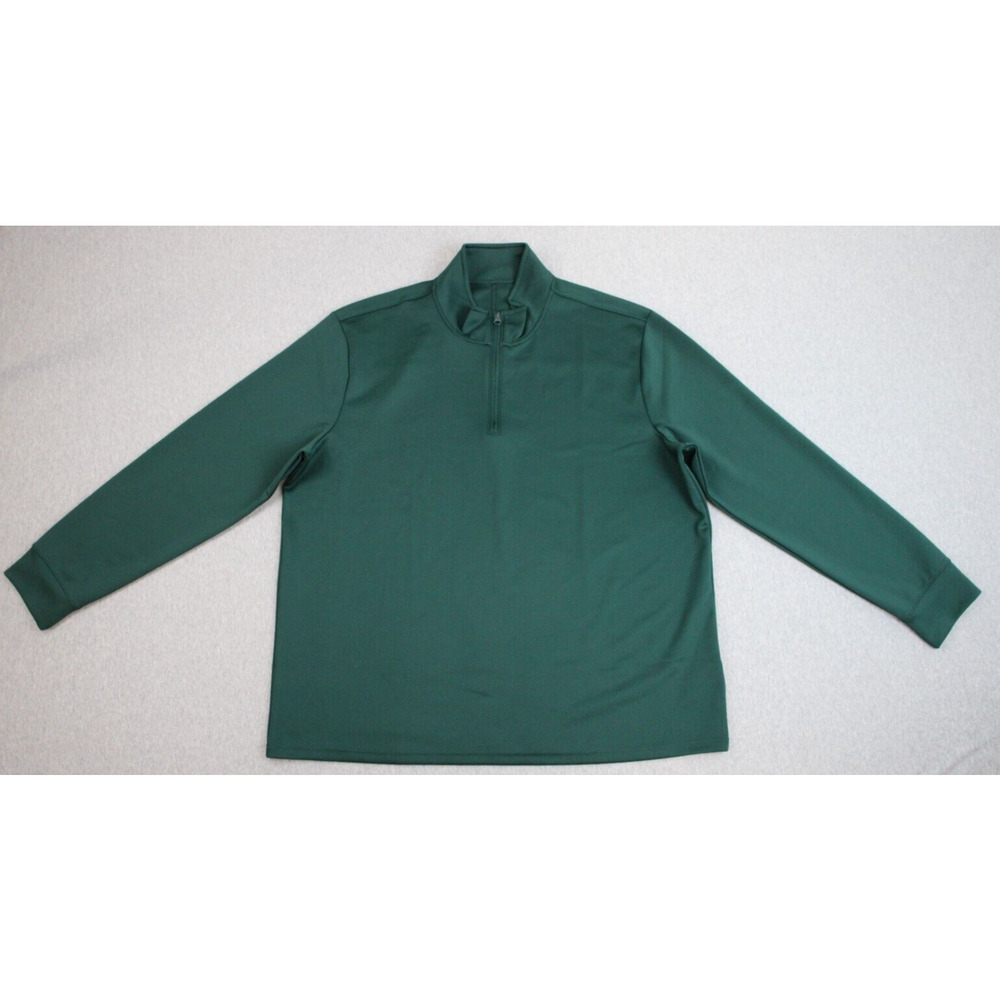 Lands End Shirt Men XL Green Stretch Mock Neck 1/4 Zip Long Sleeve